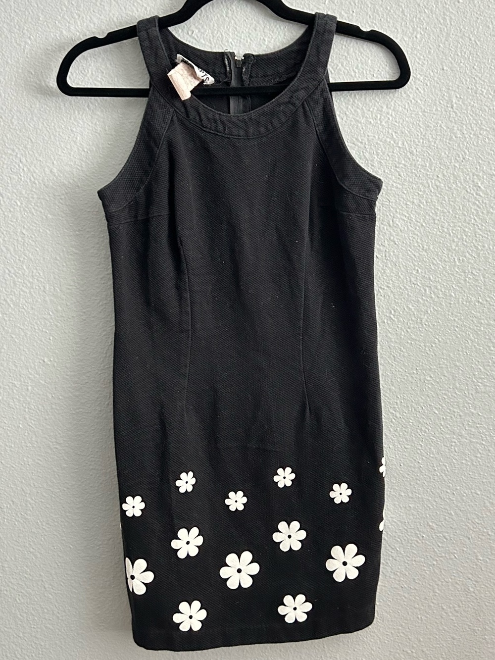VINTAGE Black Floral Hem Sheath Dress - Women